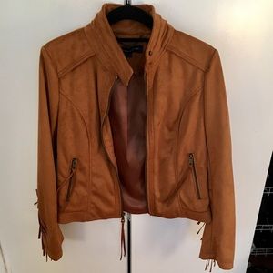 French Connection Faux Suede Fringe Jacket